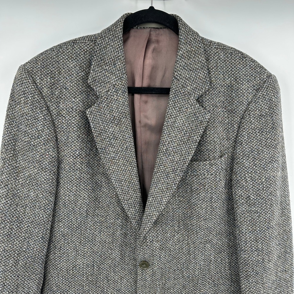 Gurteen Harris Tweed Blazer Mens 38L Grey Green Wool Sport Coat Handwoven Luxury - Picture 2 of 11
